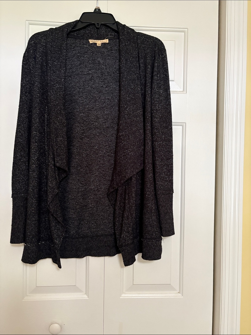 Open-Front Draped Cardigan Sweater - Black